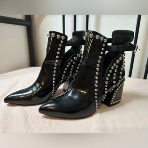 Jeffrey Campbell Studded Pointed Toe Block Heel Booties 10